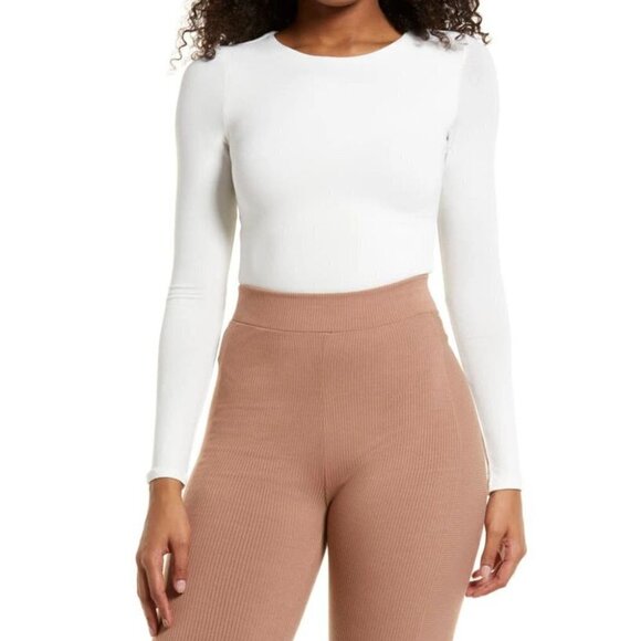 NWTD NAKED WARDROBE Size L Long Sleeve Bodysuit White - Picture 3 of 12